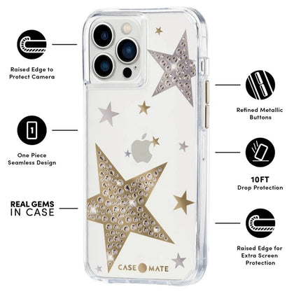 Case-Mate Apple iPhone 13 Pro Antimicrobial Case - Sheer Superstar (CM046642), 10 ft Drop Protection, Anti-Scratch, Antimicrobial, Lifetime Warranty