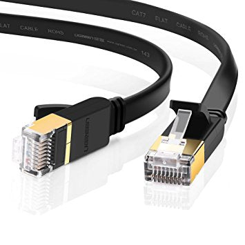 Edimax 3m Black 10GbE Shielded CAT7 Network Cable - Flat 100% Oxygen-Free Bare Copper Core, Alum-Foil Shielding, Grounding Wire, Gold Plated RJ45