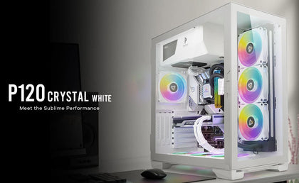 Antec P120 Crystal WHITE, TG, ATX, E-ATX, Heat Dissipation, VGA Holder, Horizontal & Vertical PCI, Slide Panel, GPU 450mm, PSU 294mm, Gaming Case (LS)