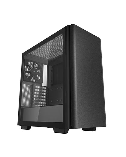 DeepCool CK500 Black Mid-Tower Minimal Computer Case Tempered Glass, 2 x Pre-Installed Fans 140mm, Wide and Spacious For Large GPU & CPU Cooler