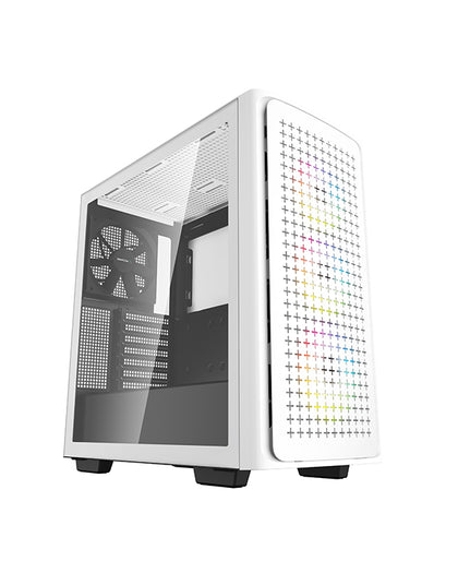 DeepCool CK560 White Mid-Tower Computer Case, Tempered Glass Panel. High-Airflow, 4 x Pre-Installed Fans, Spacious For Large GPUs