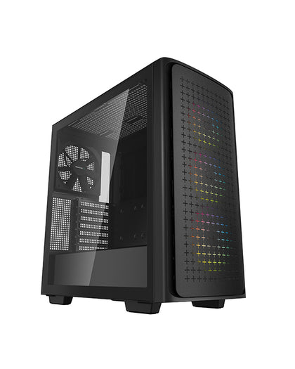 DeepCool CK560 Black Mid-Tower Computer Case, Tempered Glass Panel. High-Airflow, 4 x Pre-Installed Fans, Spacious For Large GPUs