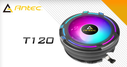 Antec T120 Compact CPU Air Cooler, 60CFM, Ultra cooling low noise. RGB, Intel: 115x, 1200, AMD: AM2(+), AM3, AM3+, AM4+, FM1, (LS)