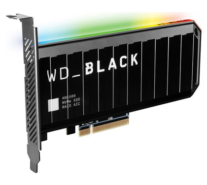 Western Digital WD Black AN1500 1TB RGB NVMe SSD AIC - 6500MB/s 4100MB/s R/W 760K/690K IOPS 1.75M Hrs MTBF RAID PCIe3.0 Add-in-Card 3D-NAND 5yrs