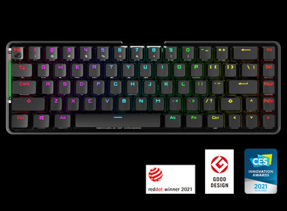 ASUS M601 ROG FALCHION NX Blue Switch Compact 65% Wireless Mechanical Gaming Keyboard, 68 Keys, Interactive Touch panel, 450 Hours, ROG NX Switches, R
