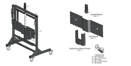 Gilkon FP7 v3 Mobile Trolley- Flat Screen Lift Mobile (Motorised) w/ MLD Kit (Camera / Mini PC / Keyboard Mount)- VESA 800 x 400, Max 120kgs
