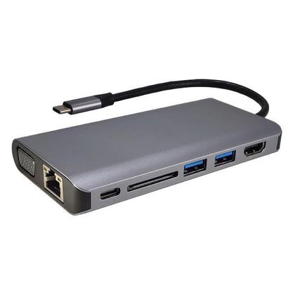 Shintaro USB-C Travel Dock (USB-C to HDMI/VGA, 2 x USB 3.0, 1 x USB-C PD3.0, SD/Micro SD card reader, RJ45 Gigabit Ethernet adapter)