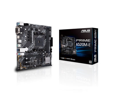 ASUS PRIME A520M-E Micro ATX AMD Ryzen AM4 Motherboard with M.2 support, 1 Gb Ethernet, HDMI/DVI/D-Sub, SATA 6 Gbps, USB 3.2 Gen 2 Type-A