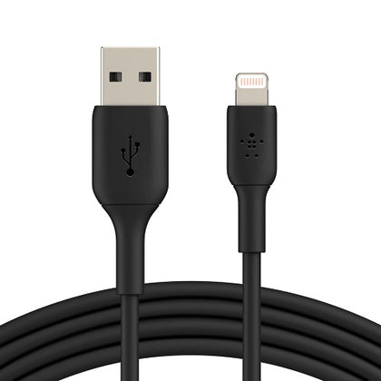 Belkin BoostCharge Braided Lightning to USB-A Cable (1m/3.3ft) - Black (CAA002bt1MBK), 480Mbps, 10K+ bend, Apple iPhone / iPad, 2YR