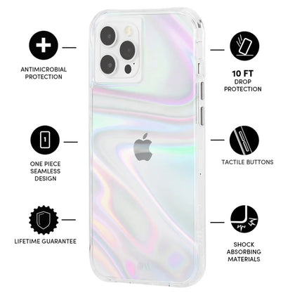 Case-Mate Apple iPhone 12 Pro Max Antimicrobial Case - Soap Bubble (CM043454), 10 ft Drop Protection, Wireless Charging Compatible, Lifetime Warranty