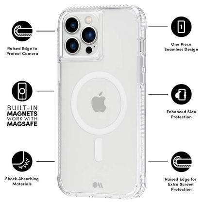 Case-Mate Tough Clear Plus MagSafe Apple iPhone 13 Pro Case - (CM046668), Antimicrobial,15ft Drop Protection,Raised Edges Protection,Lifetime Warranty