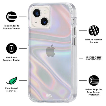 Case-Mate Apple iPhone 13 Mini Antimicrobial Case - Soap Bubble (CM046816), 10 ft Drop Protection, Wireless Charging Compatible, Lifetime Warranty