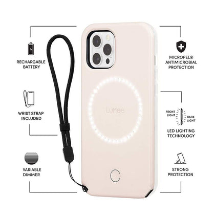 Case-Mate Apple iPhone 12 / iPhone 12 Pro LuMee Halo Case - Millennial Pink (LM043576), Antimicrobial Case Protection, LED Lighting Technology,1YR