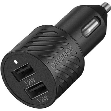 OtterBox 24W Dual Port Premium Car Charger - Black (78-52700), 2x USB-A (12W), Smart & Compact design, Drop & Vibration Tested, Charge Multiple Device