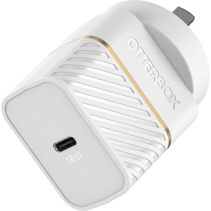 OtterBox 18W USB-C PD Premium Fast Wall Charger - White (78-80028),Compact,Smart,Ultra-Safe, Rugged,Up to 3.6X Faster Safe Charging, Travel-Ready