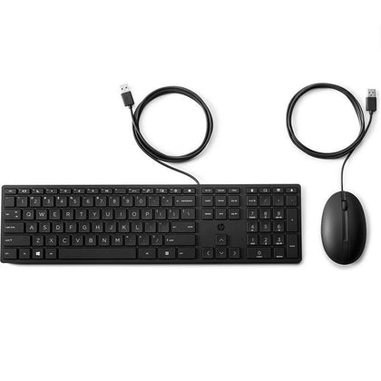 HP 320MK USB Wired Desktop Keyboard Mouse Combo Reduced-sized & Low-Profile Quiet Keys Easy Clean Plug&Play for Notebook Desktop PC ~286J4AA