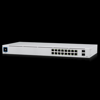 Ubiquiti UniFi 16-port Managed Gigabit Switch - 8x PoE+ Ports, 8x Gigabit Ethernet Ports, with 2x SFP - 42W - Touch Display - Fanless - GEN2