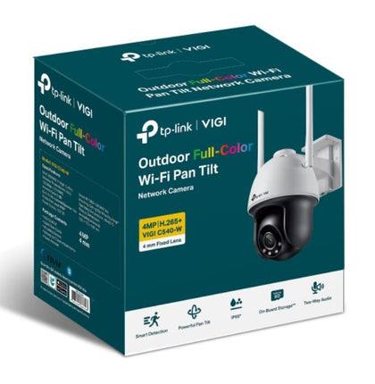 TP-Link VIGI 4MP C540-W(4mm) Outdoor Full-Colour Wi-Fi Pan Tilt Network Camera, 4mm Lens, Smart Detection,2YW (LD)