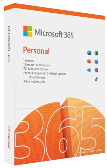 Microsoft 365 Personal 2021 English APAC 1 Year Subscription Medialess NEW for PC & Mac.
