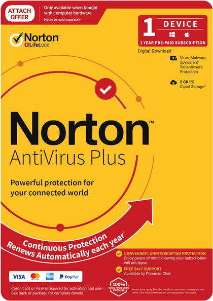 *Last Stock* Norton Anti Virus Plus 2020, 2GB, 1 User, 1 Devices, 12 Months, PC, MAC, Android, iOS, DVD, Subscription