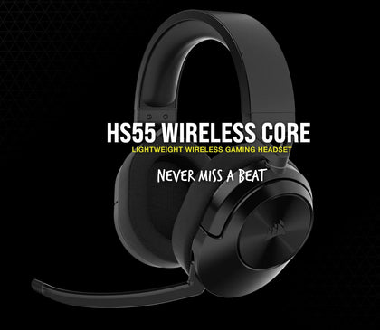 Corsair HS55 Wireless Core Carbon WL & Bluetooth, PS5, Switch. Discord Certified, Ultra Comfort Foam Gaming Headset