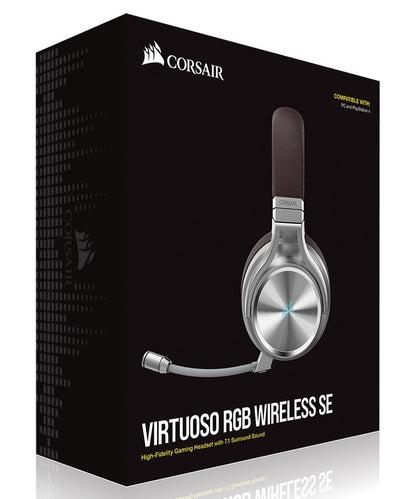 Corsair Virtuoso Wireless SE RGB, Espresso 7.1 Headset. High Fidelity Ultra Comfort, Broadcast Grade 9.5mm Microphone,  USB and 3.5mm Headphone