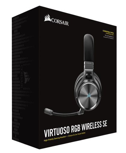 Corsair Virtuoso Wireless SE RGB Gunmetal 7.1 Audio. High Fidelity Ultra Comfort, Broadcast Grade Microphone, USB and 3.5mm. Headset, Headphone (LS)