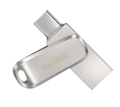 SanDisk 512GB Ultra Dual Drive Luxe USB-C & USB-A Flash Drive Memory Stick 150MB/s USB3.1 Type-C Swivel for Android Smartphones Tablets Macs PCs