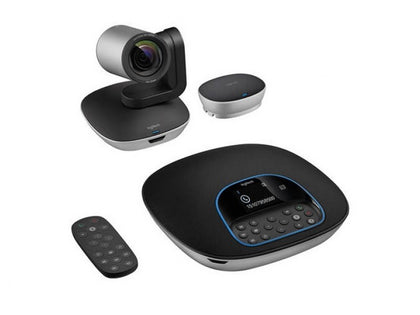 Logitech Group- Conference Cam Group HD Video Conferencing Webcam for Med-Large Meeting Rooms 1080p Pan Tilt Zoom Camera & Speakerphone BT NFC